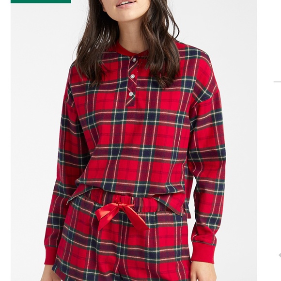 Red tartan organic cotton cabin lounge check shirt NWT - Picture 2 of 14